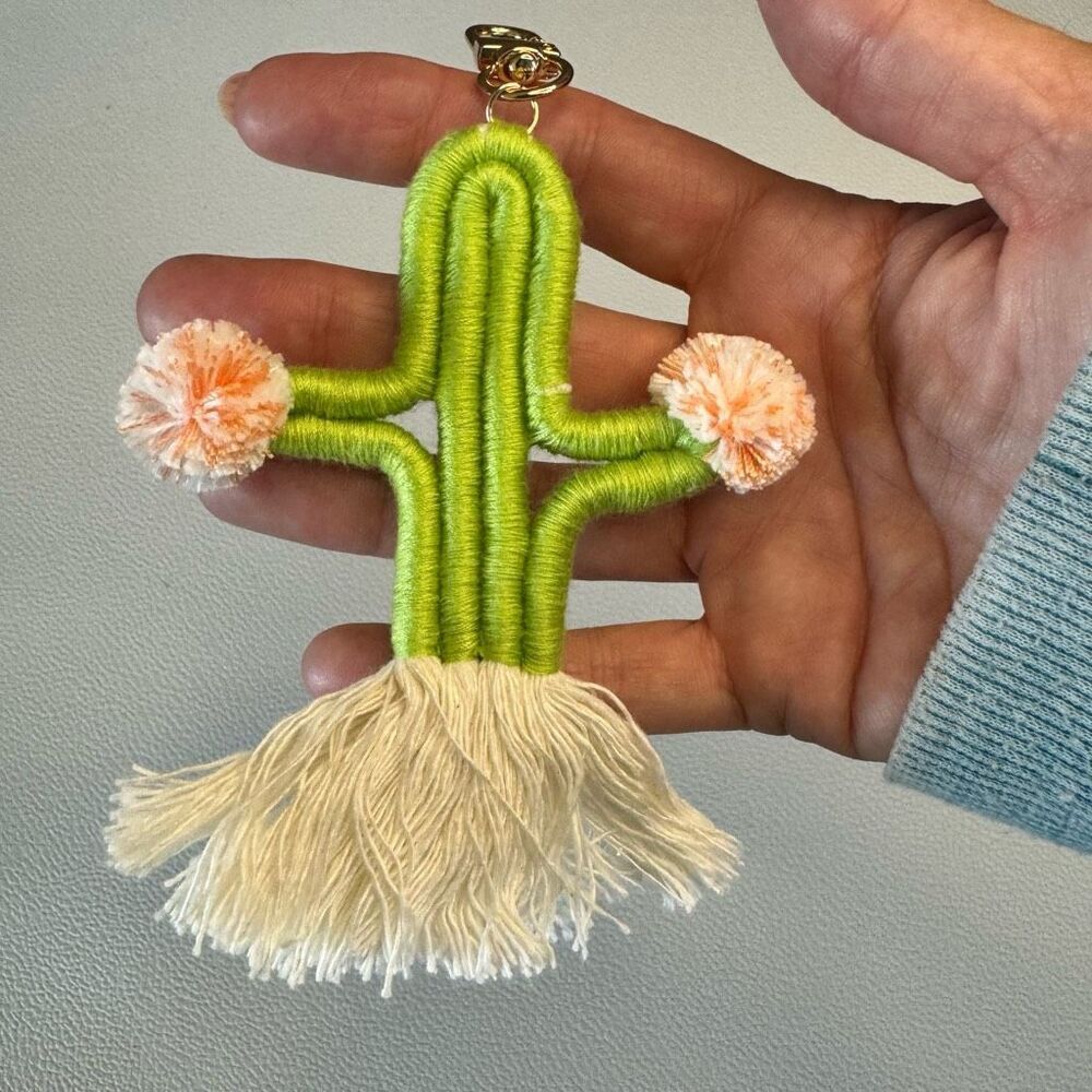 Cactus Macrame Keychain Purse Charm Boho Bag Flair Desert Cactus NEW FAST SHIP